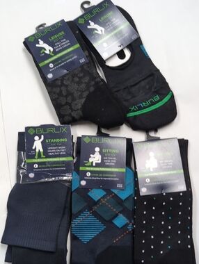 Burlix Men's 5-Pack Mixed Black & Gray No-Show and Crew Socks